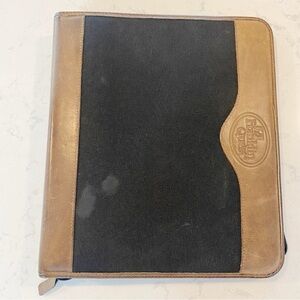 Franklin Quest Vintage Zip Planner Green Line Leather Trim & Canvas Zip Inserts